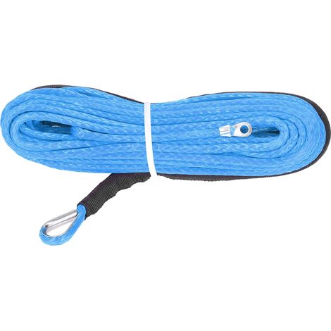 Câble de treuil 4,8 mm x 15 m, fibre synthétique, résistance à la rupture 5500 lbs, imperméable, pour VTT, UTV, remorque, bleu (1/5)