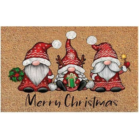 Paillasson Gnome de Noël, Paillasson de bienvenue Joyeux Noël, Paillasson 40x60cm (1/5)