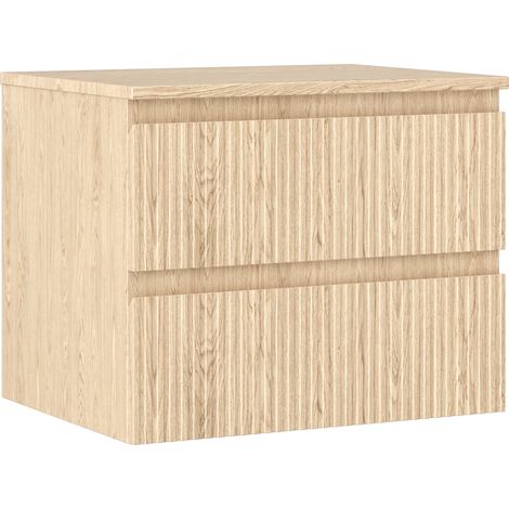 Mexen Rivel meuble de salle de bain sous lavabo 60 cm avec plateau, 2 tiroirs, rainuré, chêne - 91A20-06047-2-BFFC81 (1/5)