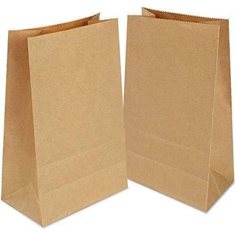 100 Sac Papier Kraft, Petit Sachet Papier,Sacs Cadeaux 100% en Papier Kraft recyclé (Brun, 9x5.5x18cm)- (1/5)