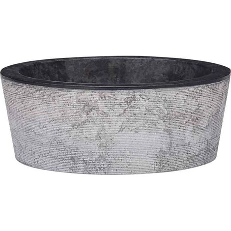 Lavabo noir, Ø40x15 cm, marbre.