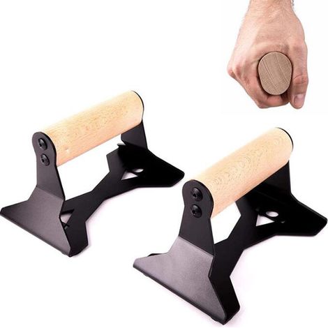 Poignées de pompes avec poignée ergonomique en bois & acier, pompe sport, push up, muscu, , poignées de pompe antidérapantes pour calisthenics, poignée musculation