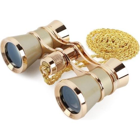 Binocolo da teatro classico pieghevole 3 x 25, custodia in metallo con catenella, lente ottica, telescopio da teatro, design retrò, regalo per donne e ragazze (1/5)