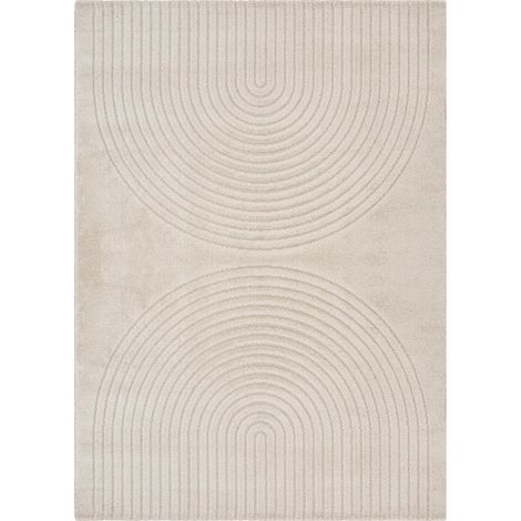 Tapis salon DEMILU 80x150 cm Beige - Tapis Entrée doux et soyeux