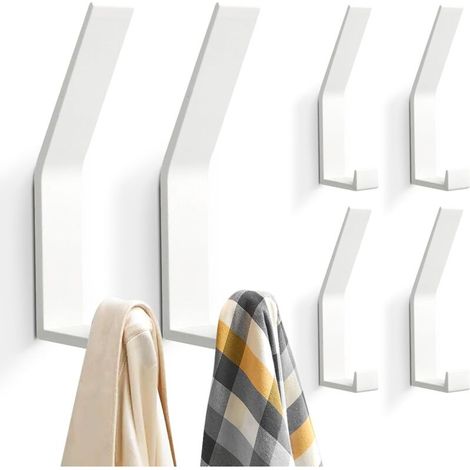 [NON UTILIZZATO] (Bianco) 6 ganci appendiabiti, moderni ganci appendiabiti per giacche, cappotti, vestiti, sciarpe, borse e altro ancora