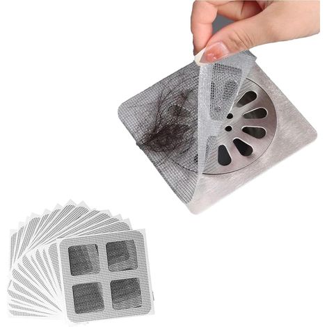 20 Filtres Adhésifs Jetables, Maille Coton, Protection Drain Douche Baignoire Évier (1/5)