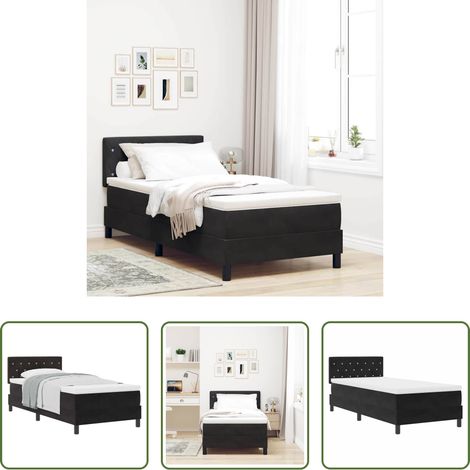 Matratze -  Boxspringbett mit Matratze Schwarz 90 x 200 cm Samt (1/5)