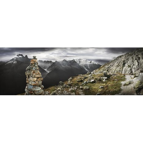 Tableau sur toile Mont Blanc Chamonix 30x97 cm - Impression sur Toile Murale Décorative - Image imprimée en HD sur Toile - Toile sur Châssis en Bois FSC - Fabriqué en France (1/4)
