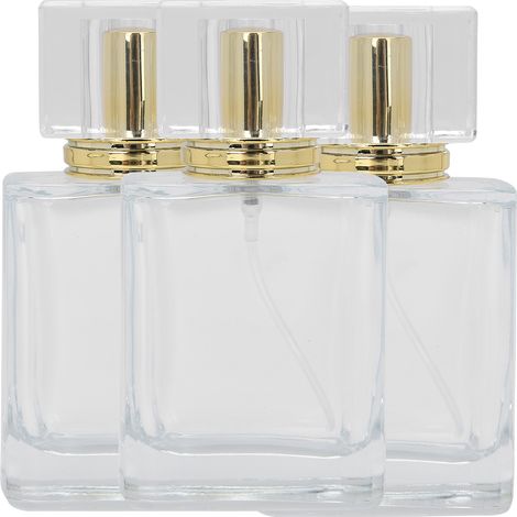 Flacon rechargeable en verre 50ml avec vaporisateur doré - Atomiseur vide pour parfums et huiles (1/5)