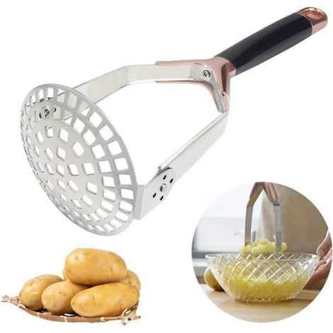 Presse-purée portable en acier inoxydable pour purée de pommes de terre, nourriture pour bébé, fruits, légumes, cuisine et cuisine, facile à nettoyer et à utiliser (1/5)