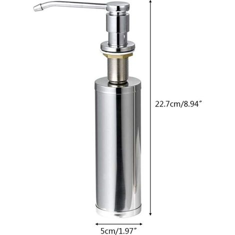 Dispensador de líquido para fregadero de cocina, dispensador de jabón para fregadero de cocina con botella de jabón de 325 ml (11 oz), acero inoxidable (1/3)