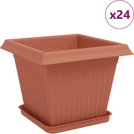 Maison Exclusive - Vasi per Piante 24 pcs Rosso Mattone 33 x 33 x 26 cm Plastica