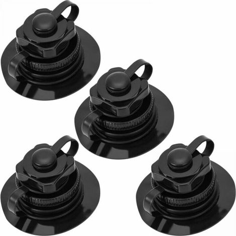 4 Pcs Boston Valves, Universal One-Way Air Valve for Inflatable Boats, Rafts, Kayaks, Pools, Boats, Air Mattresses, Black (1/5)