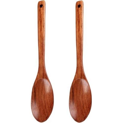 KLVGTIFS PU - 2pcs cuillères de service en bois, cuillères en bois de 13 pouces long pour cuisiner des servistes à mélange ustensiles cuisine (1/5)