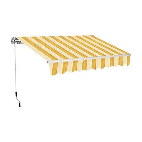 TENDA SOLE BALCONE BARRA QUADRA AVVOLGIBILE RULLO 4x2,5 MT GIALLO/BIANCO 4802