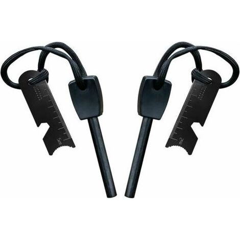 Pierre à Feu de Survie,Allume Feu avec Grattoir, Waterproof, 10,000 Etincels à 3,000 Degrés, Barre 8 mm, Fire Steel en Magnesium - Fire Starter,Lanière de Cou,Grattoir Multi-Outils(2 pièces) Cisea (1/5)