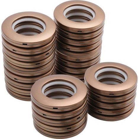 32 Stück Gardinenösenringe, runde Kunststoffringe, Clips, DIY-Ringe, Innenbereich, Durchmesser 40 mm (Kaffee) (1/5)