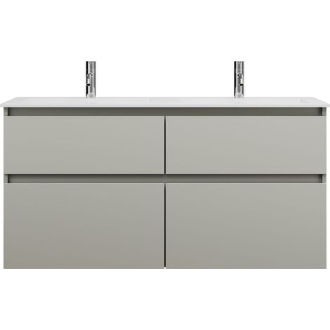 burgbad Lin20 Mineralguss-Doppelwaschtisch Weiß Matt inklusive (1/2)