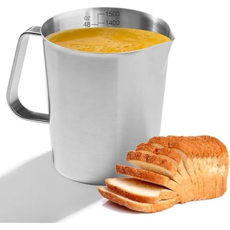 Gobelet Doseur En Acier Inoxydable: Verre Doseur En Métal Avec Poignée, Résistant à La Chaleur, Graduation Claire, Pot a Lait Inox Pour La Maison, La Cuisine, Le Restaurant, Le Magasin De Thé (1/5)