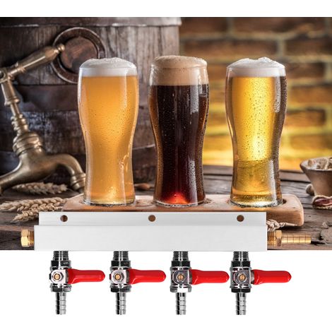 Collecteur de distribution de CO2 à 4 voies avec clapets anti-retour intégrés de 5/16 po pour bière - Matériel de brassage amateur (1/5)