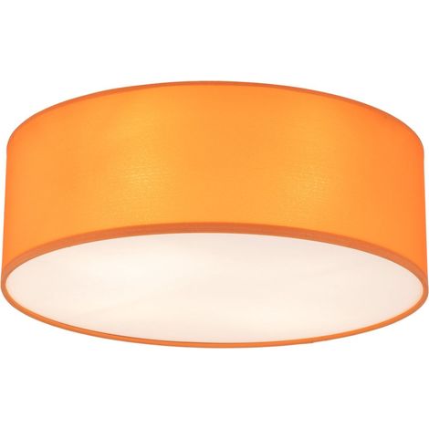 Deckenlampe Kinderzimmer Metall Stoff E27 D: 38 cm Weiß Orange 4-flammig rund