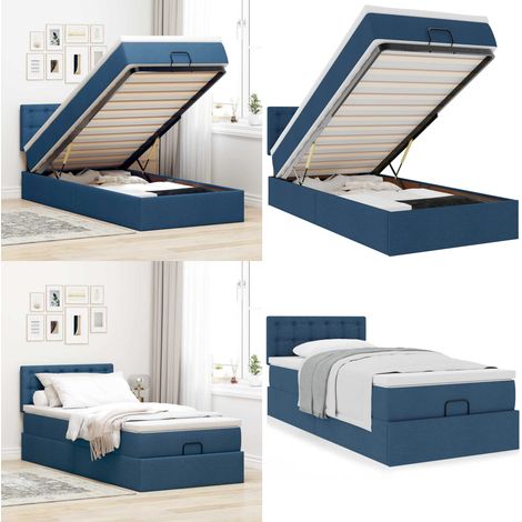 vidaXL Ottoman-Bett mit Matratze Blau 100x200 cm Stoff (1/5)