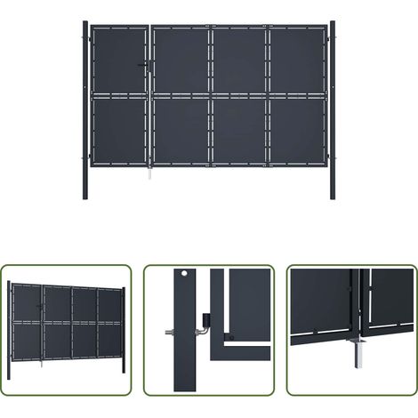 vidaXL Gartenzaun - Gartentor aus Stahl 350 x 200 cm Anthrazit (1/5)
