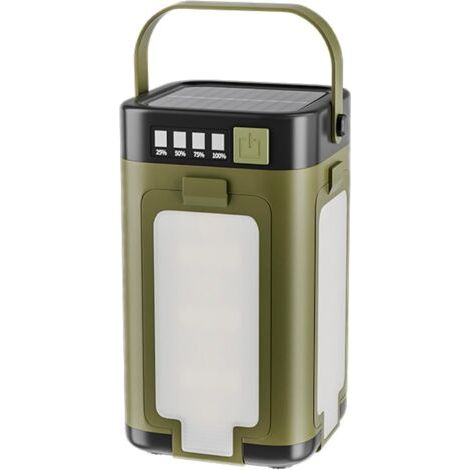 Portable IPX4 Imperping Camping Camping LED Lampe de poche Light Rechargeable Light avec un chargement solaire solaire de 2000 mAh et un indicateur de puissance LED, une lumière de lampe de poche port (1/4)