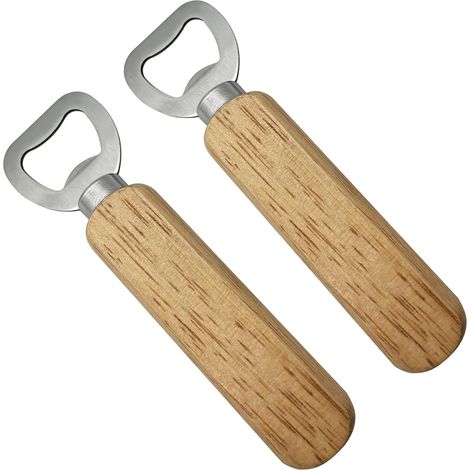 Ouvre-bouteille, 2 pièces ouvre-bouteille à poignée en bois, décapsuleur pour capsules de vin, bière, soda en verre (1/5)