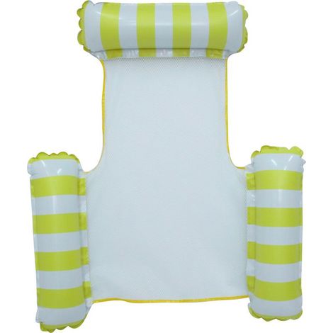Chaise longue gonflable pliable 3 Tubes, Fauteuil de plage avec Dossier, Transat flottant pour piscine et Mer, jaune (1/2)