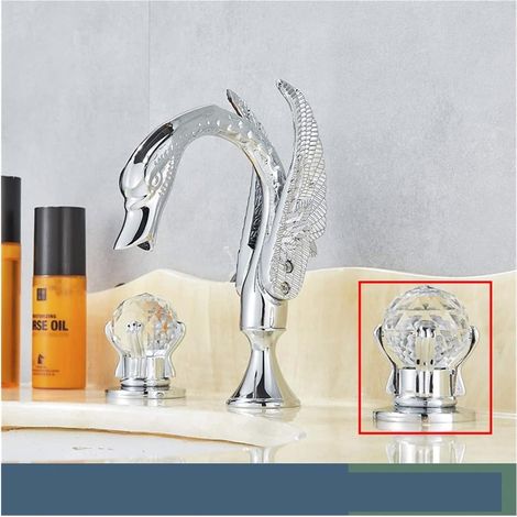 Golden Salle de Bain Robinet Robinet Robinet Baignoire à Or Polisée Swan Deux Cristal Main Mélangeur Elegant Tapot(I) (1/5)