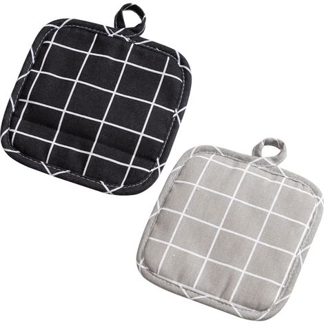 Lot de 2 coussins chauffants en coton et lin - Noir + gris