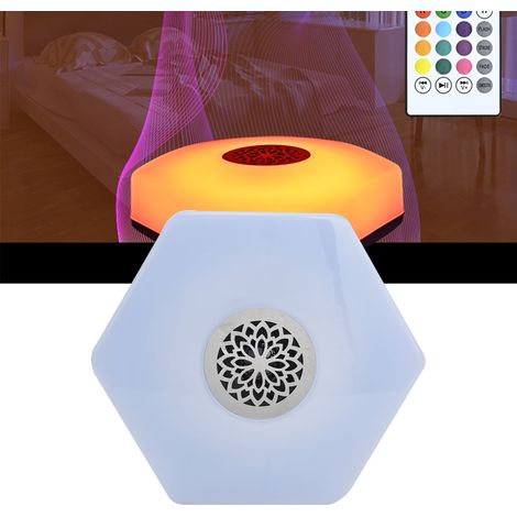 Ampoule LED E27 avec haut-parleur Bluetooth, ampoule musicale Bluetooth en forme de soucoupe volante, lampe musicale Bluetooth E27, lampe LED hexagonale en forme d'étoile avec télécommande intelligent (1/5)