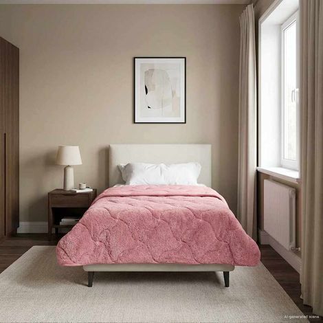 Teenpull – Winterbettdecke Rosa 140 x 220 cm Mikrofaser und Teddy-Fleece (1/5)