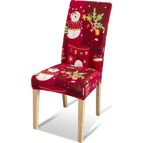 TolleTour Housses de chaise Noël bonhomme de neige renne rouges 8 pièces (1/5)