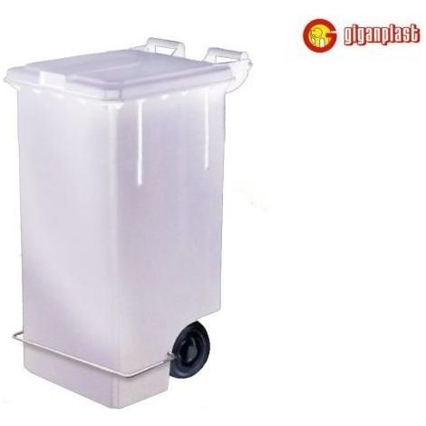 Giganplast GPS570060 Max Pattumiera 80 lt Con Pedale Con Ruote Con Reggisacco Colore Bianco