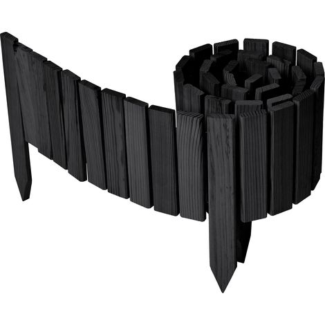 Garronda clôture de Jardin en Bois Bordure Jardin Cloture Jardin Exterieur, Palissade Bordurette Longueur: 200 cm GD-0149 (Graphite, Hauteur : 20 cm) (1/5)