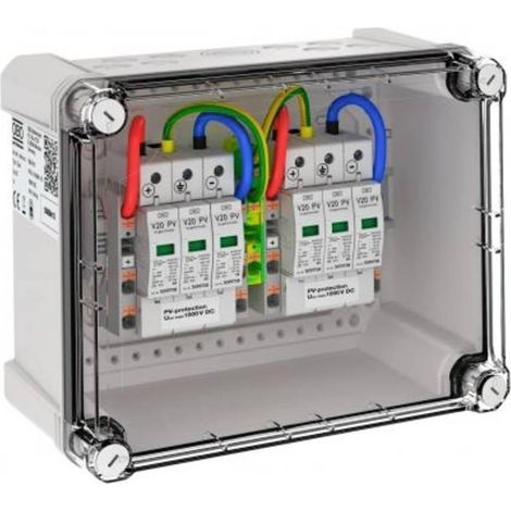OBO Bettermann Boîtier de raccordement de générateur 2x1 String PV sur 2 MPP onduleur 1000V DC gris clair RAL 7035, 5088415 (1/2)