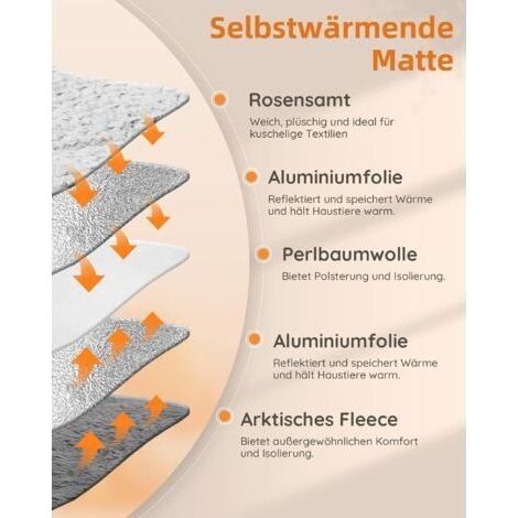 Couverture auto-chauffante pour chat – Velours rose et polaire arctique – 60 x 46 cm – Lavable en machine (1/4)