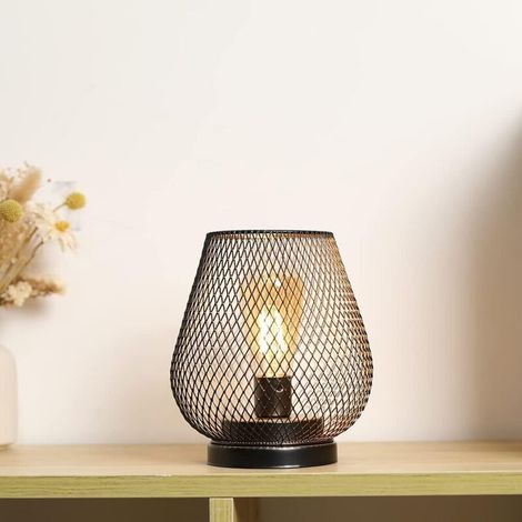 Lanterne LED en forme de cage métallique, alimentée par batterie, sans fil, idéale pour les mariages, les fêtes, les événements en terrasse, pour une utilisation intérieure et extérieure. (1/4)