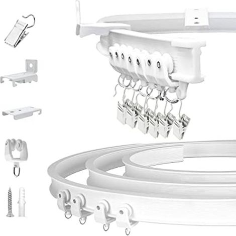 PVC plastic 5-meter curved track set, U-shaped and L-shaped guide rails, flexible ceiling-mounted curtain track. (1/5)