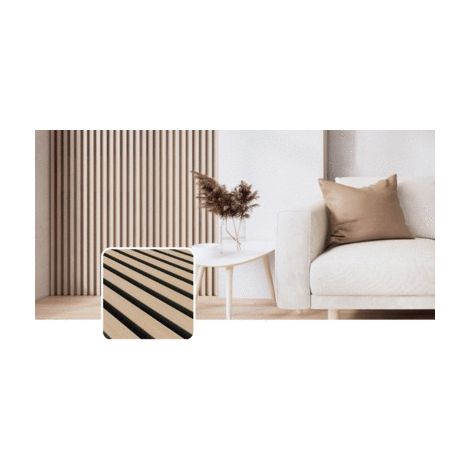 Panneau d'isolation acoustique 60,5 x 280 cm – Feutrine 33dB pour réduction du bruit – Finition chêne clair sur fond noir (1/3)