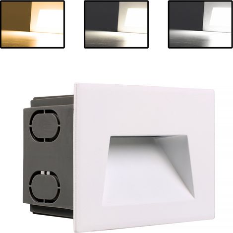 FARETTO BIANCO A LED SEGNAPASSO DA 5W PER INTERNI ED ESTERNI - CON CCT SWITCH COLORE LUCE PER GIARDINI SCALE E VIALI COMPATIBILE CON CASSETTA 503
