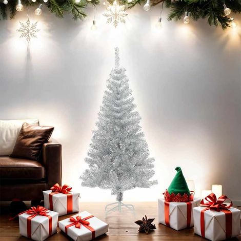 vidaXL Künstlicher Weihnachtsbaum mit Ständer Silber 150 cm PET (1/5)