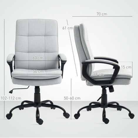 Sedia da ufficio ergonomica con braccioli, altezza regolabile e funzione dondolo, grigia DESVIAE (1/5)