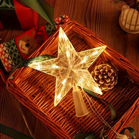 Étoile lumineuse pour sapin de Noël Décoration étoile à piles pour sapin de Noël Boîtier à piles inclus (piles non incluses), Seasona (1/5)
