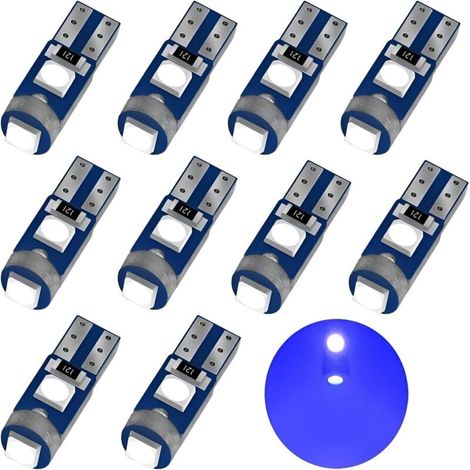 10 Pieces T5 W3W Ampoule à 2721 27 37 286 PC74 LED,12V,20LM,0.7W,Puces 3SMD 3030,pour éclairage intérieur de Voiture Tableau de Bord Remplacement de Lampe d'instrument Automatique(Bleu) (1/5)