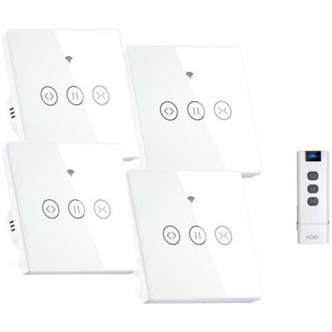 Interrupteur intelligent pour store enrouleur, compatible avec Alexa/Google Home/Smart Life, avec télécommande et commande vocale (fil neutre requis), lot de 4