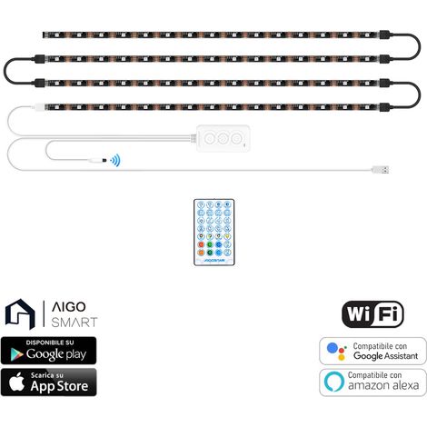 Striscia Led Smart 5V 36W 4&2150,5 metri WiFi RGB luce regolabile e dimmerabile con telecomando Aigostar (1/5)