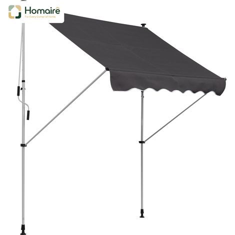 HOMAIRE Gelenkarmmarkise höhenverstellbar Aluminium Grau für Balkon & Terrasse